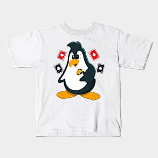 Penguin at Poker with Poker cards Kids T-Shirt